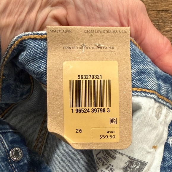 Levi's Light Blue Distressed Jean Shorts - Picture 3 of 7